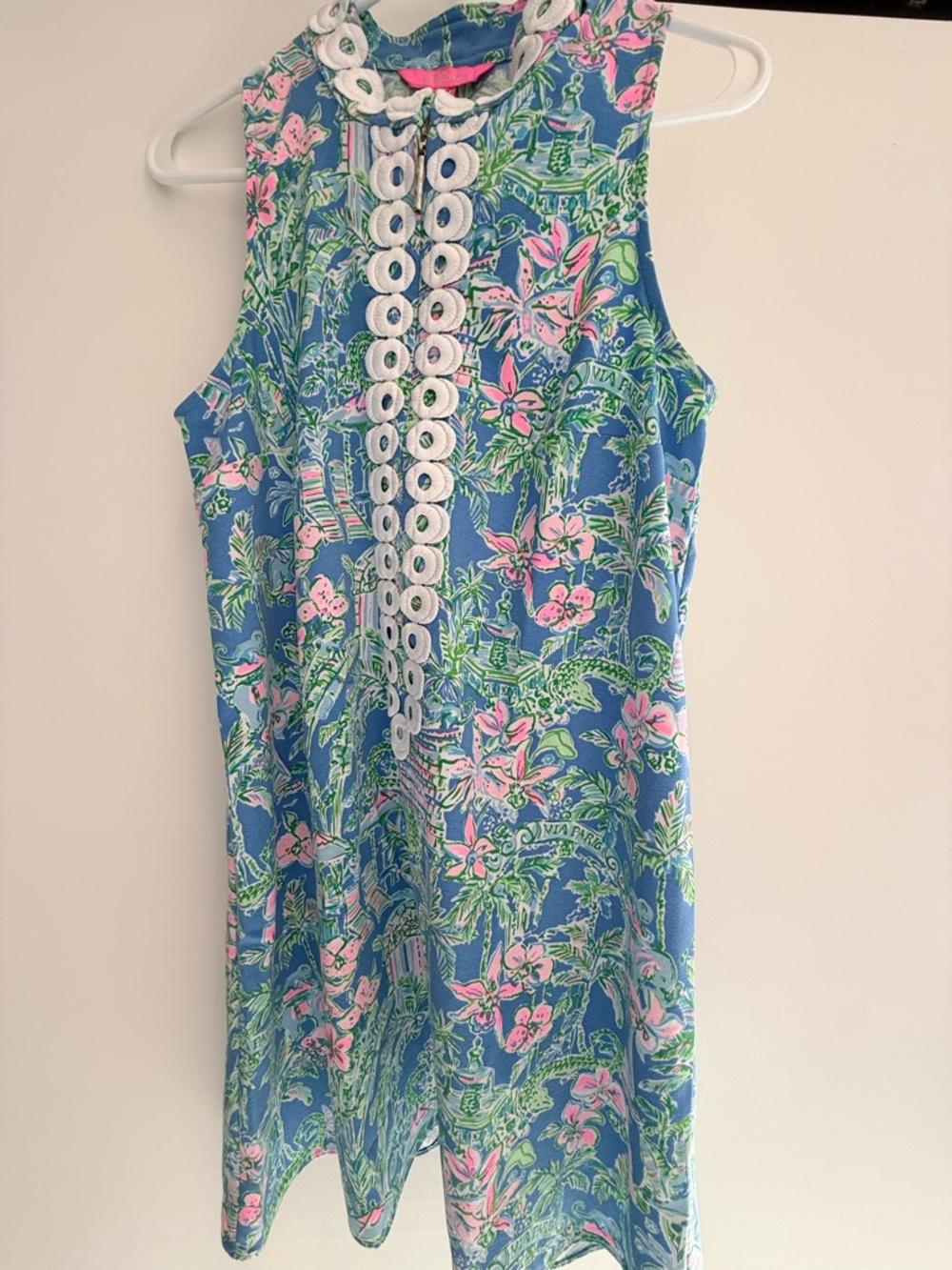 Lilly Pulitzer Blue Floral Shift with Pink Label